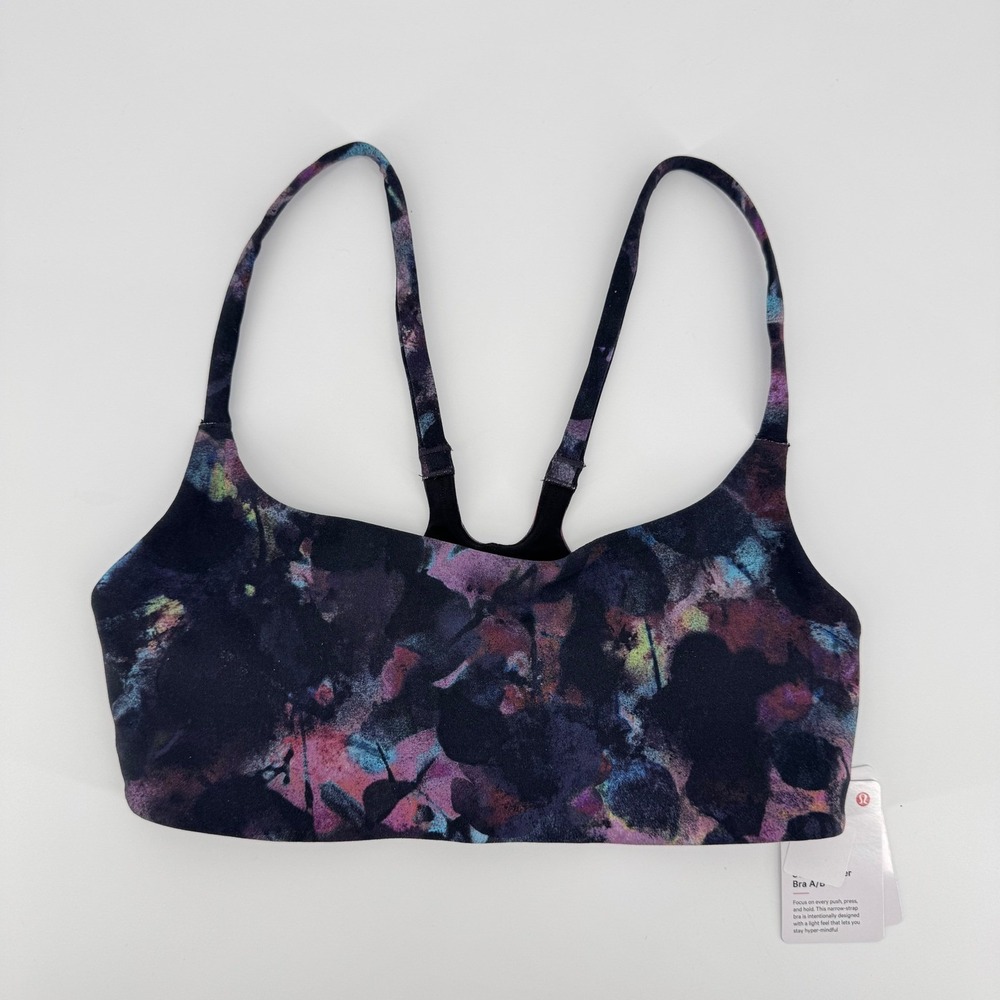 Lululemon Wunder Train Strappy Racer Bra A/B Oil Slick Floral Blue Multi Size 2
